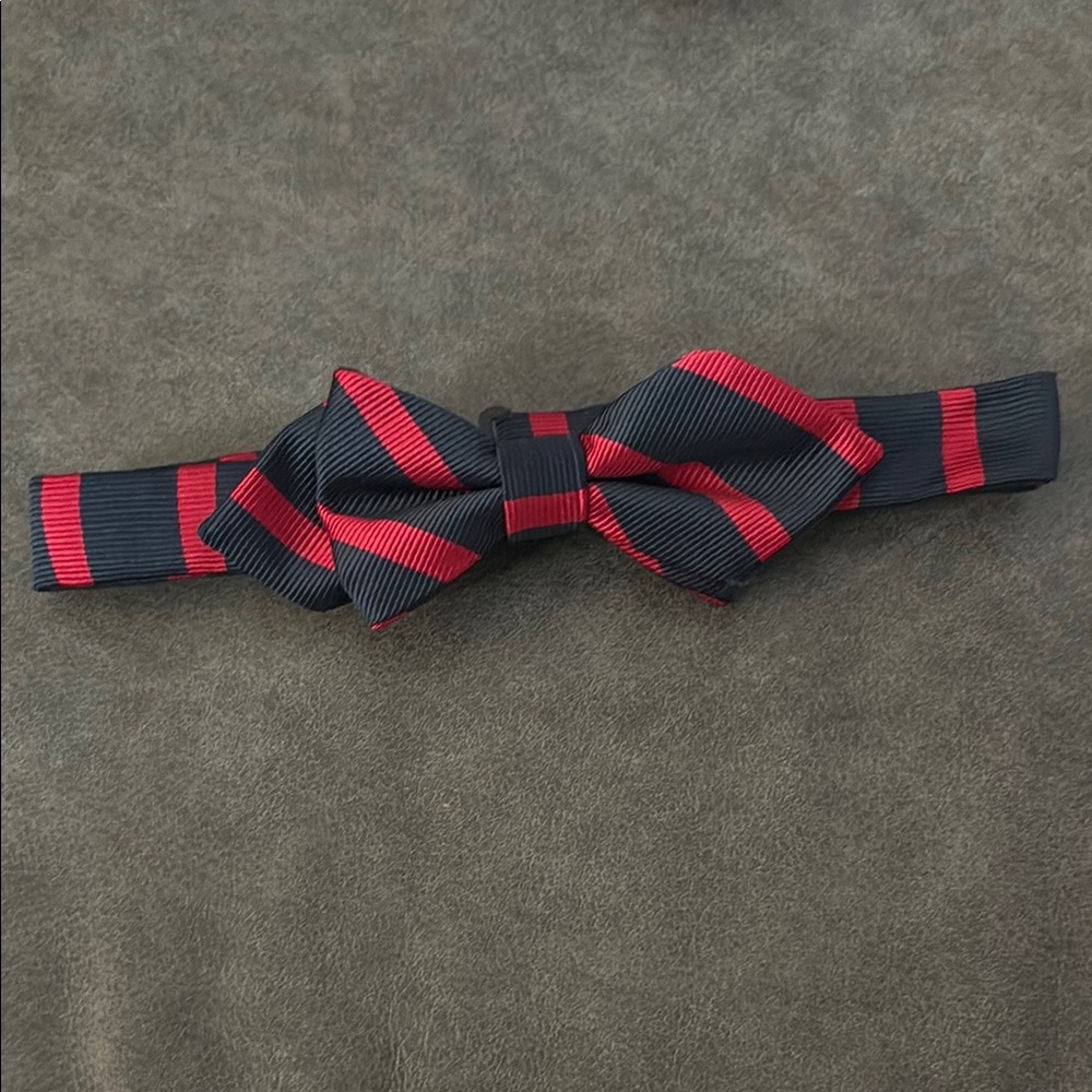 Lands End Youth Red and Navy Striped Bow Tie